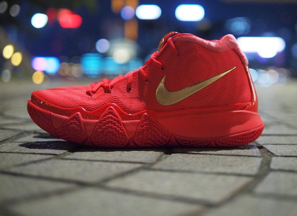 kyrie 4 red carpet on feet